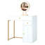 31.5'' Makeup Vanity Desk With Lighted Mirror, Luxury Dressing Table With 2 Drawers And 1 Cabinet, 3 Lighting Modes Available For Bedroom, White-Gold