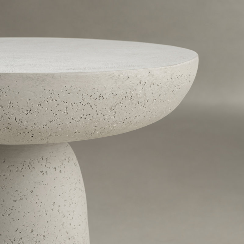 Pedestal End Table, White