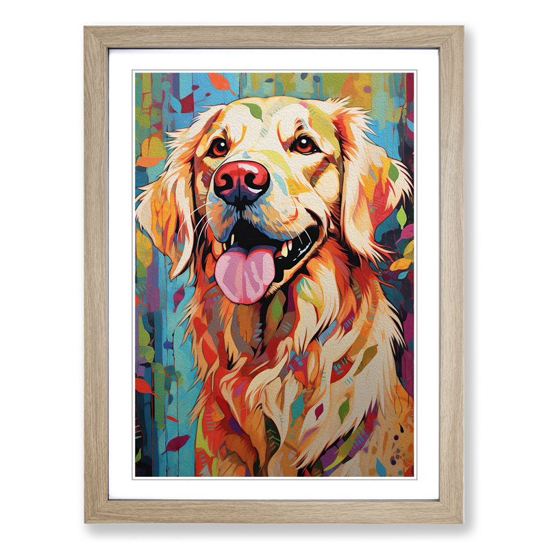 Golden Retriever Modern - Framed Print