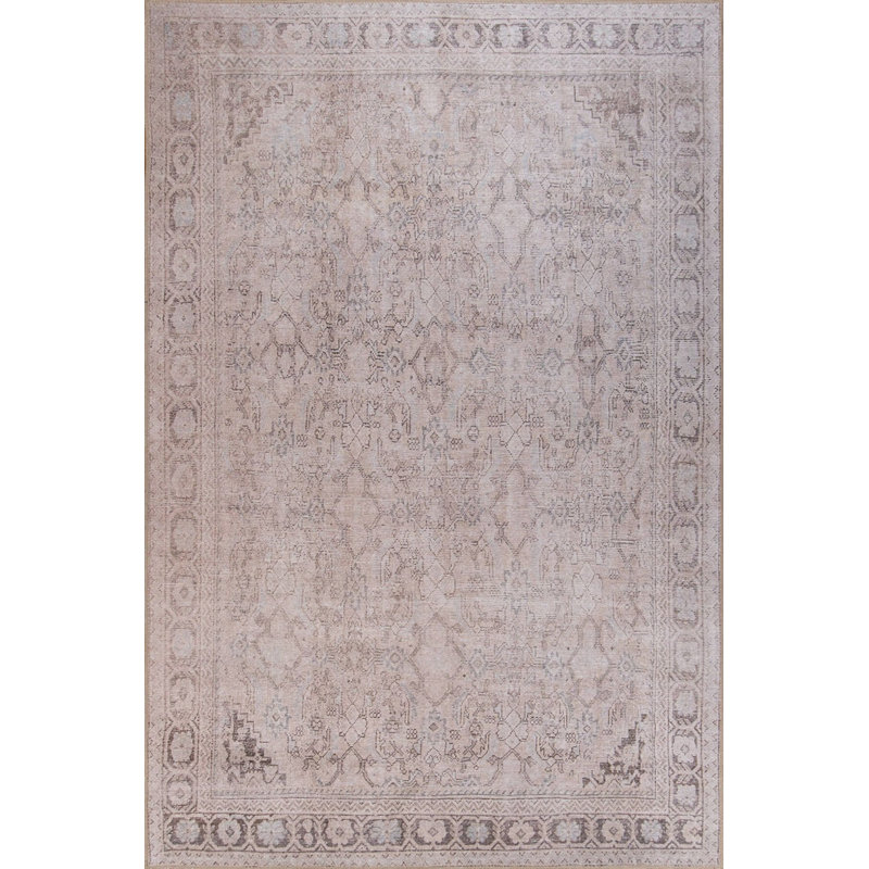 Tapis décoratif beige à motif oriental rétro, Rectangle 3 pi 10 po x 5 pi 3 po