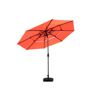 Parasol à 3 niveaux en aluminium 10 pi pour pelouse - Pour la piscine, la cour arrière orange, la terrasse de la piscine