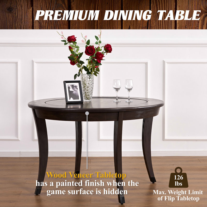 Table de salle à manger Barrington Onyx 48 po 2-en-1 pour 6 joueurs