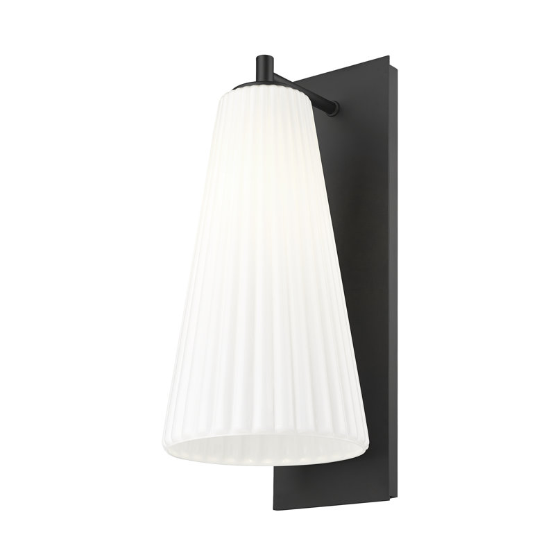 Matte Black Fluted Glass Dimmable Wall Sconce