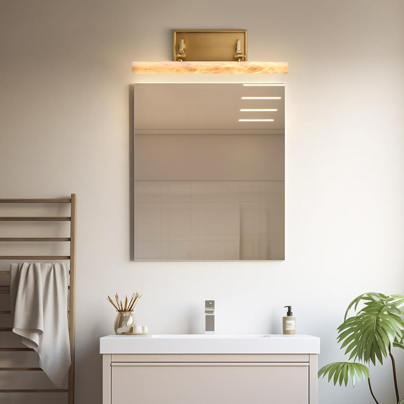 1PC- 20" Dimmable Led Bathroom Vanity Light With Alabaster Shade, 4.33" H x 19.6" W x 5.9" D, 1, Bronze
