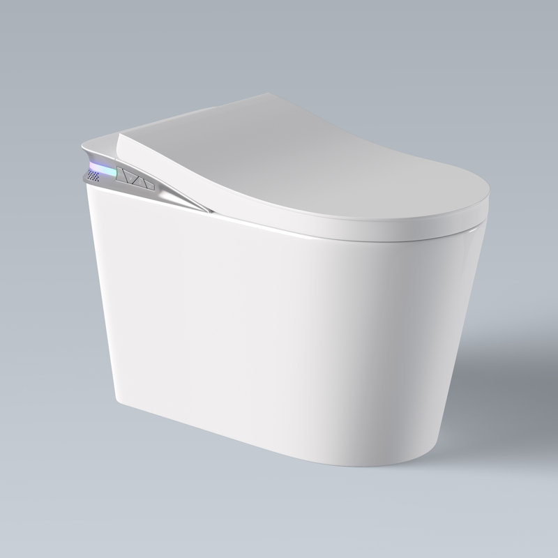 Elongated Smart Toilet with Bidet, Auto Open/Close Lid & Seat, Heated Seat, Warm Air Dryer, Touchless Flush, Night Light & Remote