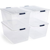 Cleverstore 95 Quart Clear Stackable Large Plastic Storage Containers with Lids