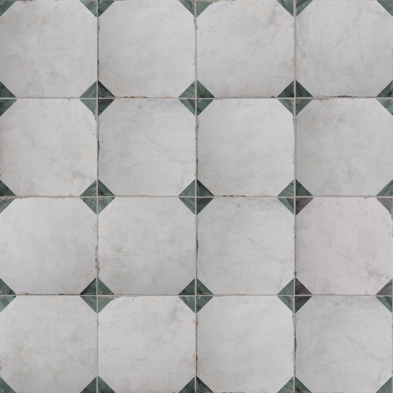 Renaissance Deco 8" x 8" Porcelain Vintage Wall & Floor Tile