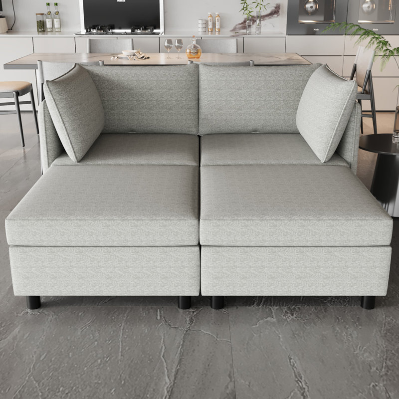 Modular Sectional Sofa With Storage, Gray Fabric