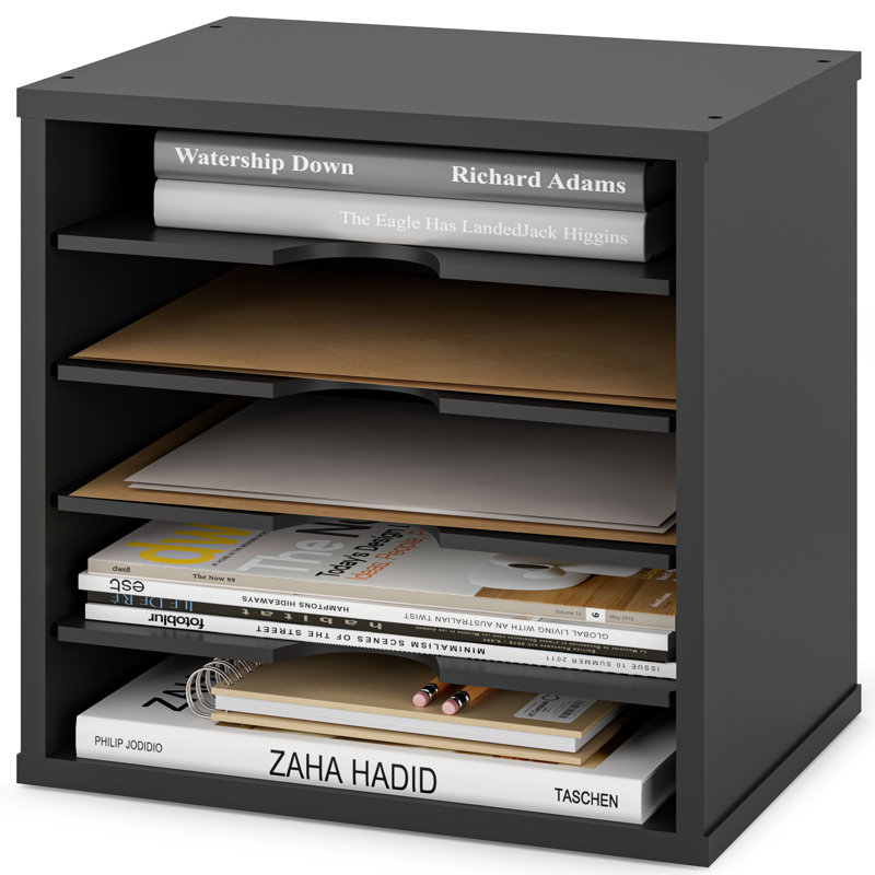 Logan Stackable 5-Tier Paper, Mail and File Organizer, Black