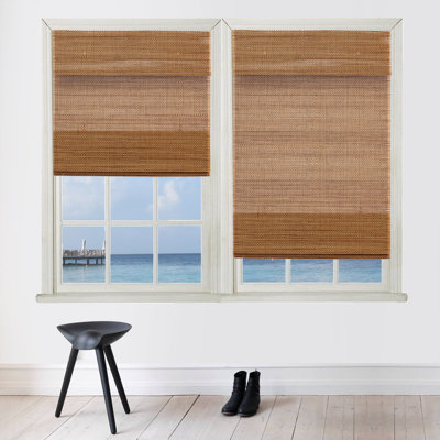 Cordless  Roman Window Blind Sun Shade, Light Filtering Shades With 7-Inch Valance - Natural Woven