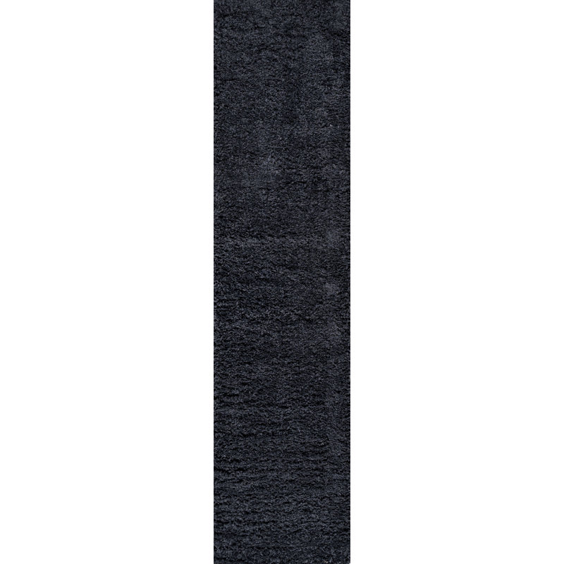 Tapis gris foncé à poils longs Anttwan, Tapis de couloir 2 pi x 10 pi