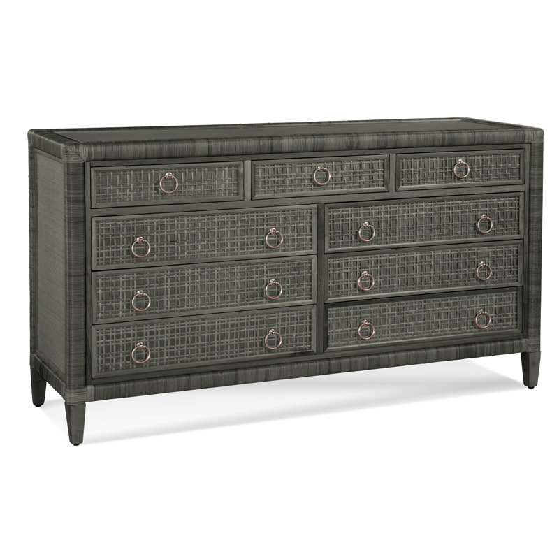 Commode 9 tiroirs Monterey, Gris, Oui, Nickel satiné