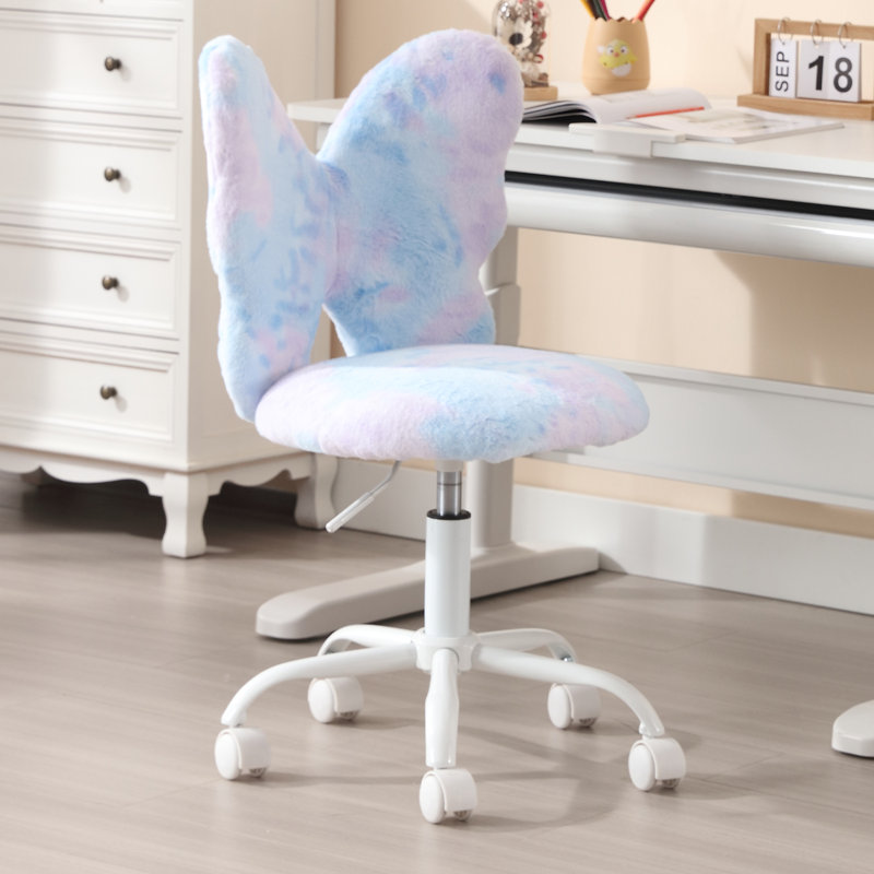 Aafia Kids 19.75" Adjustable Height Desk or Activity Chair, Rainbow Blue