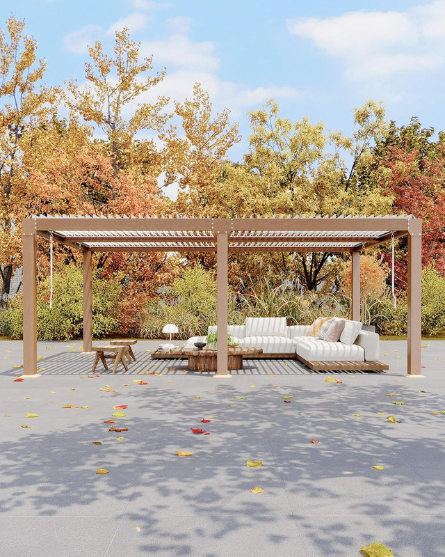Pergola à persiennes avec toit réglable, cadre en aluminium de qualité supérieure et système de drainage pour patio