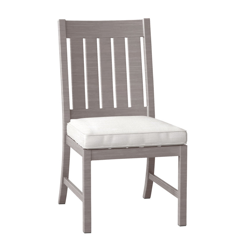 Club Patio Dining Side Chair with Cushions, Welt, Oyster, Rollo Lace