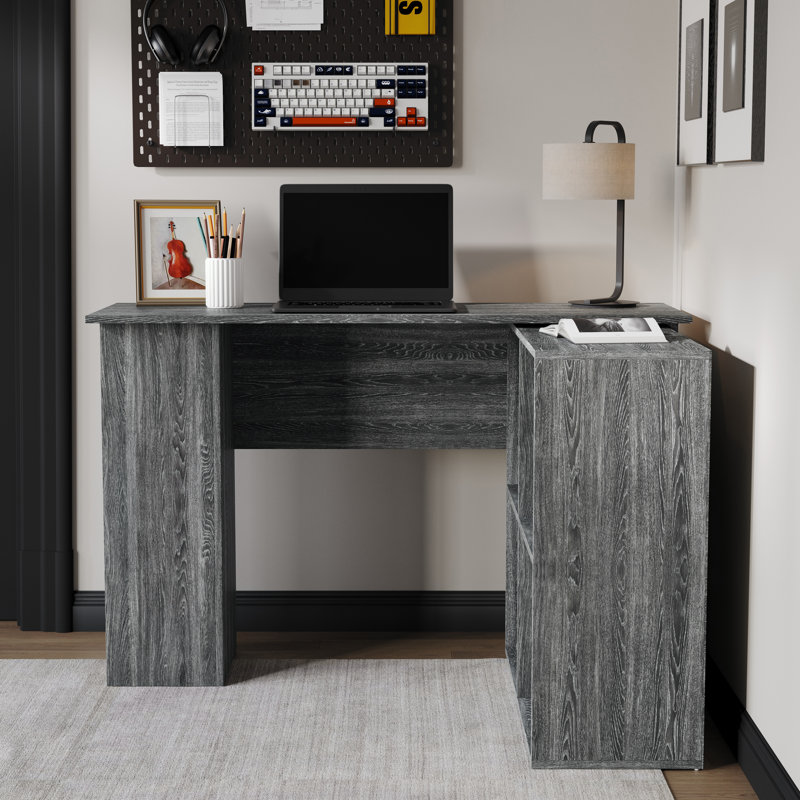 Bureau d'écriture en L Linden Classic - gris foncé, Gris foncé