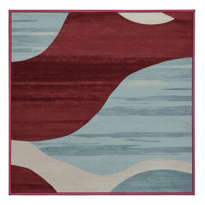 Machine Washable Watercolor Red Area Rug