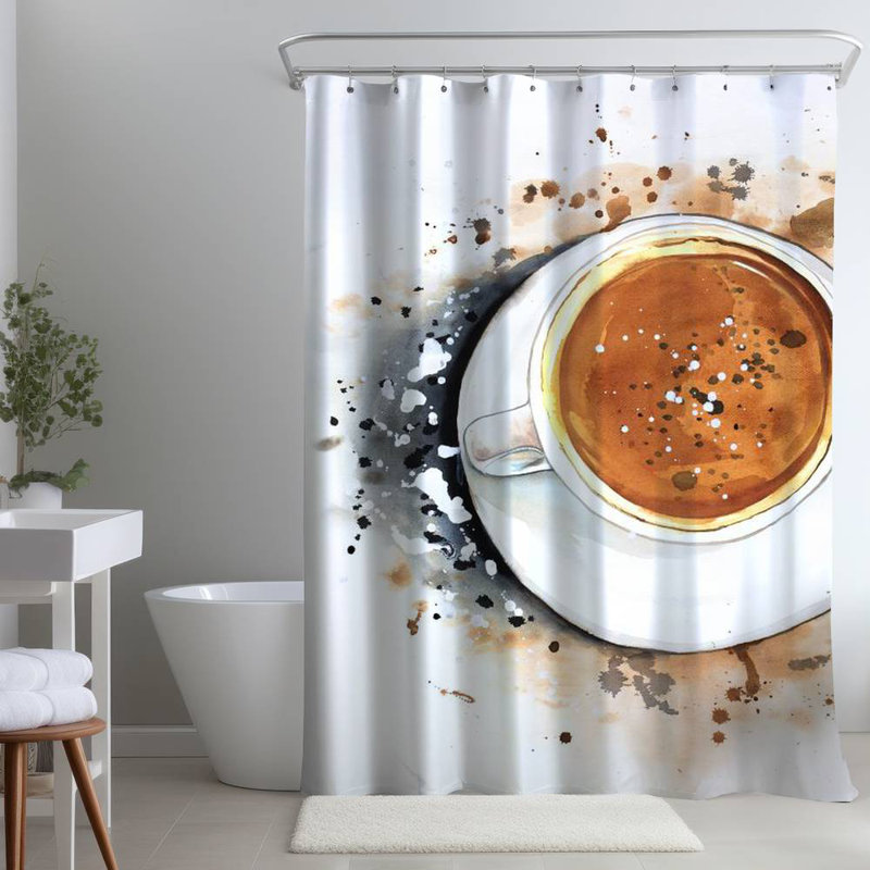 Shower Curtain GA98 – Polyester Shower Curtain, Dye Sublimation Print, 71" W × 74" L