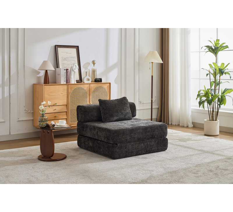 Fauteuil convertible Chenille, Noir
