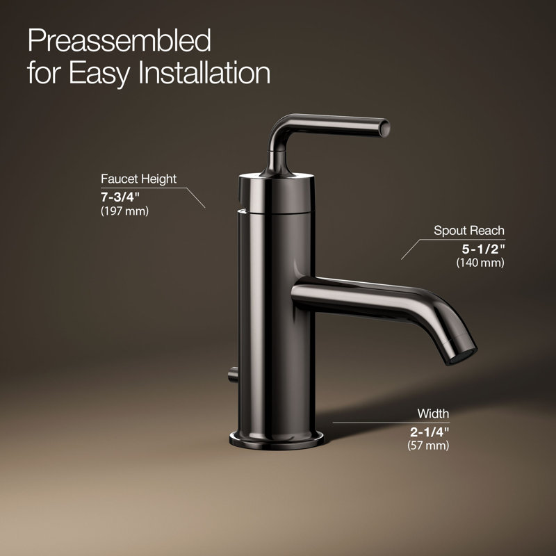 Purist Single Hole Bathroom Faucet with Drain Assembly, Vibrant Titanium
