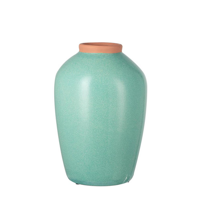 Vase de table en céramique 13 "Aqua and Terra Cotta