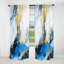 Bleu et or luxueux abstrait fluide Art IV - rideau en velours moderne - obscurcissant - 1 panneau-107826157