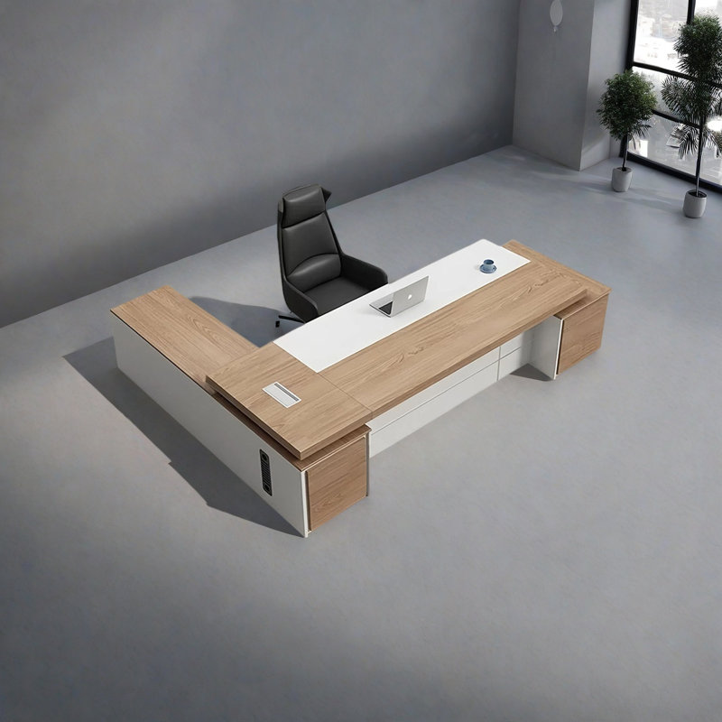 Bureau de direction minimaliste moderne | Grand bureau simple, Retour à gauche, H 29,53 po x l 86,61 po x P 62,99 po