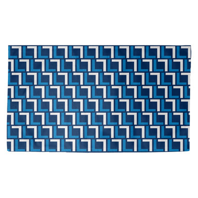 Tapis géométrique bleu / blanc