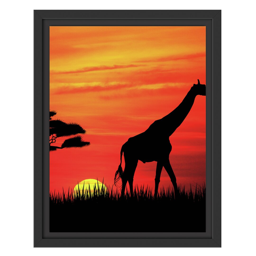 Gerahmtes Wandbild GiraffeSonnenuntergang