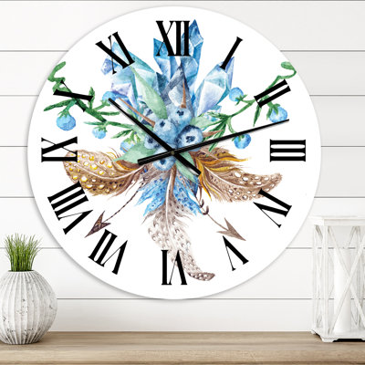 Fresh Tribal Vignette Wild Forest Wreath Design I - Traditional wall clock