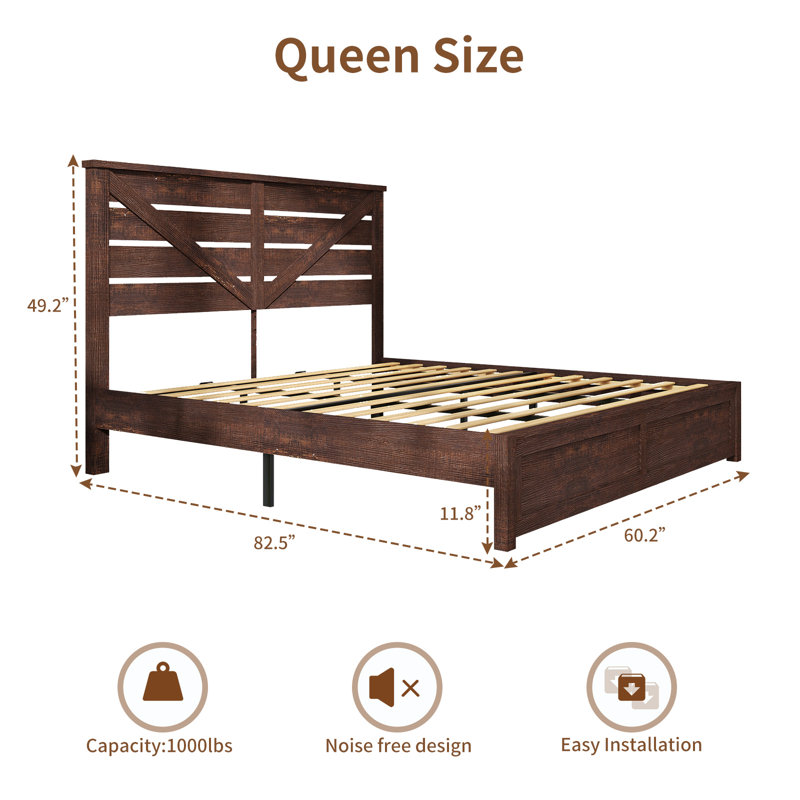 Devaya Panel Bed, Brown, Queen
