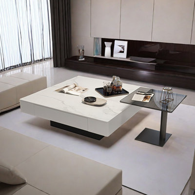Italian light luxury square stone coffee table
