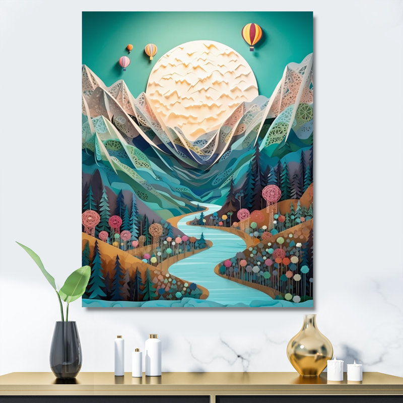 Montgolfière dans le ciel IV - Imprimé, H 32 po x l 24 po x P 1 po, Toile tendue