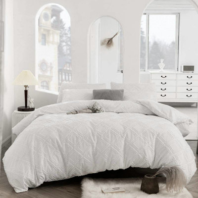 Polyester Waffle Solid Colour Duvet Cover Set