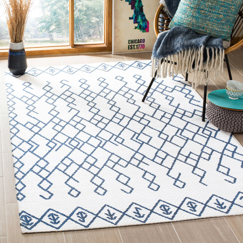 Burrell Cedar Brook Hand Loomed Cotton Geometric Rug, Rectangle 5' x 8'