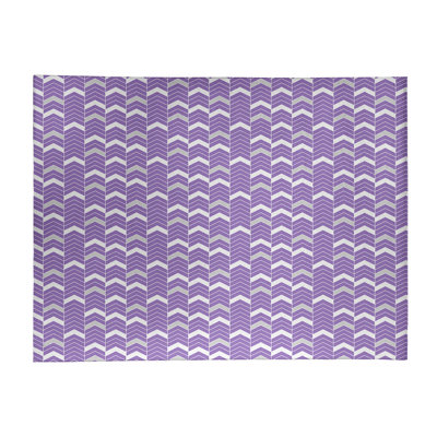 Tapis à chevrons mauve/blanc cassé