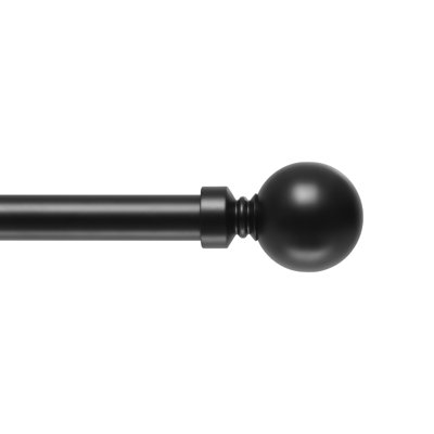 Tringle à rideaux simple réglable en métal robuste de 1 pouce, faiteaux à billes en acier, noir mat