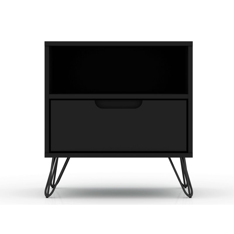 Table de chevet Mid-Century moderne en noir, Noir