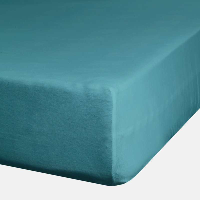 Satin Fitted Sheet, Turquoise, 140 x 200 cm
