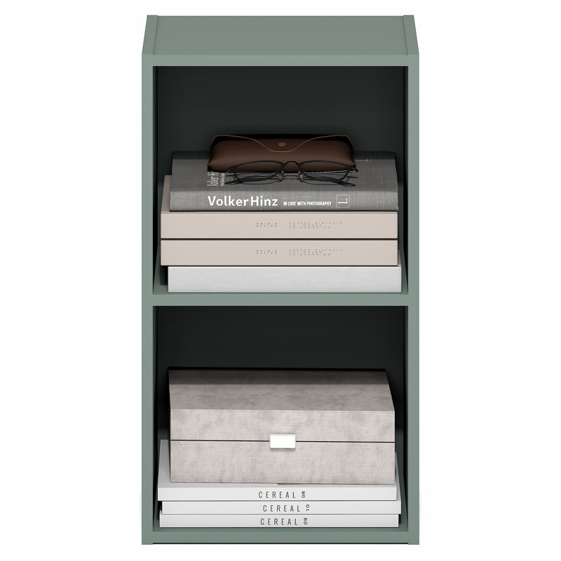 Cannice Standard Bookcase, Sage Green, (2 Shelves) 21" H x 12" W x 9" D
