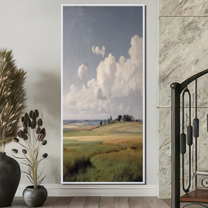 «Summer Day In The English Countryside», reproduction sur toile, art mural vert campagne, H 60 po x l 28 po, Cadre flottant