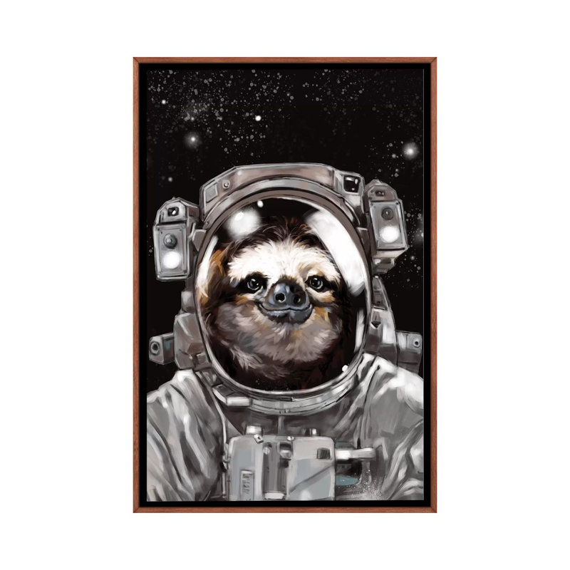« astronaute sloth selfie », art, H 48 po x l 32 po x P 1,5 po, Toile avec cadre en bois classique