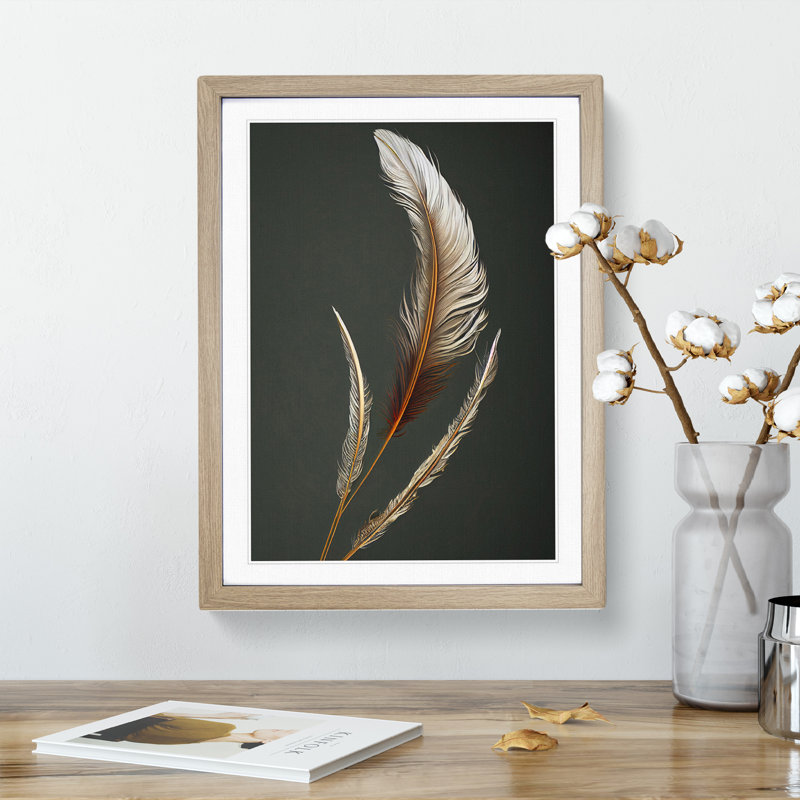 Angel Feathers - Wall Art, 34cm H x 25cm W, Oak Framed