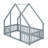Playhouse Style Floor Bed with Protective Fence and Safety Guardrails-280537392