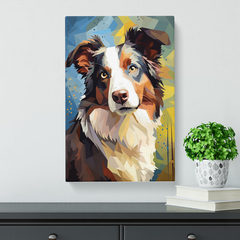 Border Collie Cubism Art - Wrapped Canvas, 50cm H x 35cm W x 3cm D