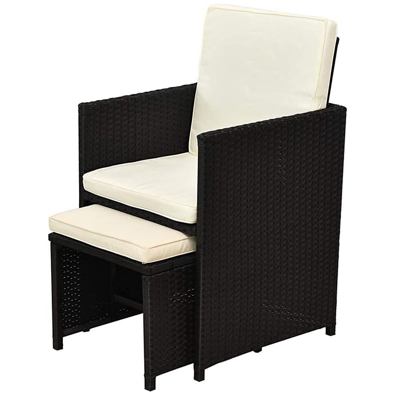 9 Pieces Rattan Garden Furniture Set with 1 Rattan Dining Table and 4 Rattan Chairs