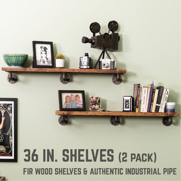 36 in. Riverstone Grey Wall-Mounted Rack with 5 Hooks — PIPE DECOR