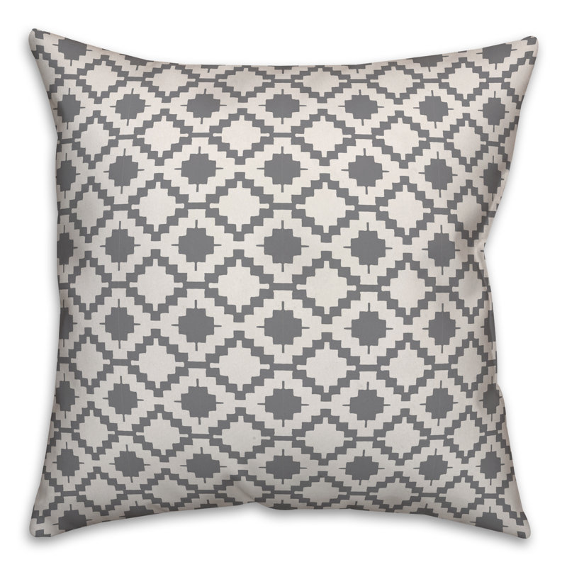  Coussin Circles, Blanc / gris géométrique 1, 20 po x 20 po