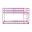 Lit mezzanine simple au-dessus de simple en bois massif avec échelle - hauteur basse, lattes durables et rangement sous le lit, rose-1414945272