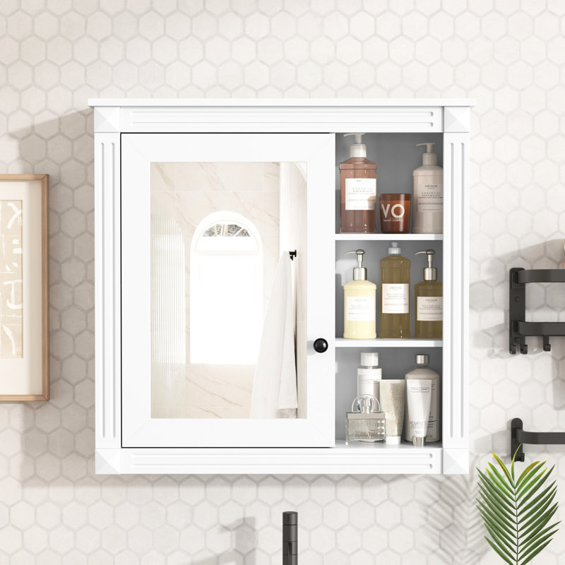 Armoire de salle de bain à fixation murale en blanc - Option de rangement moderne et spacieuse blanche, avec options polyvalentes